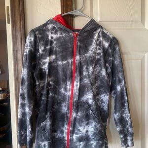 🌟5/$15- Youth Lightweight Tie-Dye Hoodie with Red Accents